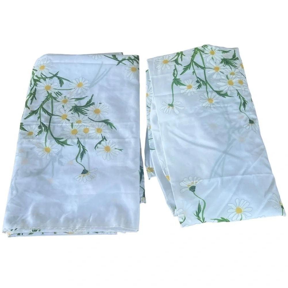VTG Burlington Vera Daisy No Iron 2-Piece Floral Full Sheet Set Made in USA READ